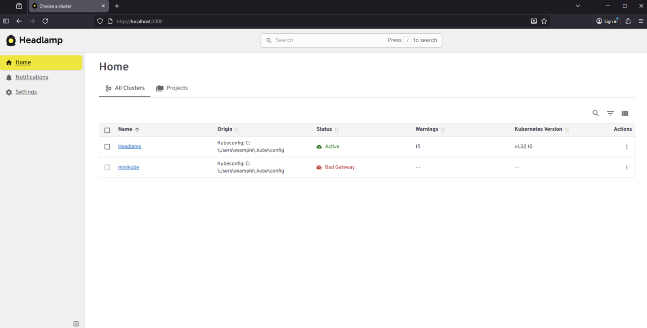 Running Headlamp as an in-cluster browser-based application